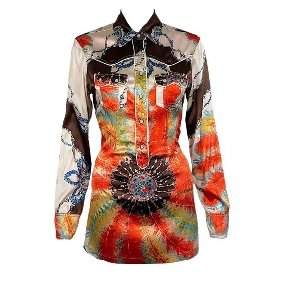 Roberto Cavalli Multicolor Mini Dress with Bold Patterns - Picture 3 of 4